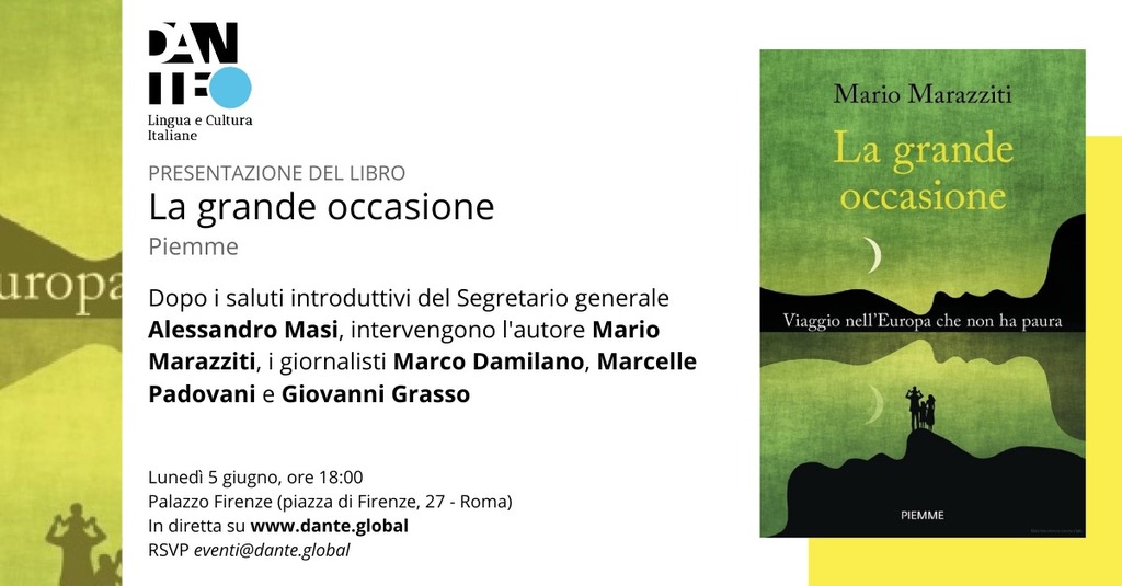 "La grande occasione" presentazione del libro di Mario Marazziti alla Società Dante Alighieri